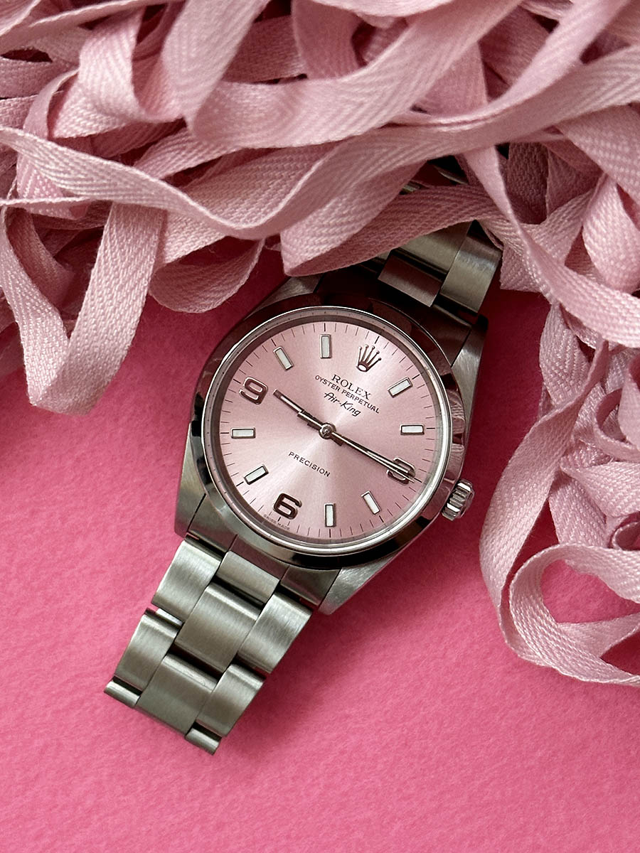 ROLEX oyster perpetual AIRKING PINK sunray 34mm